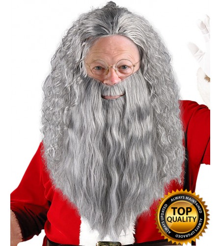 Santa Claus Grey Wig and Beard Set Deluxe HX-020
