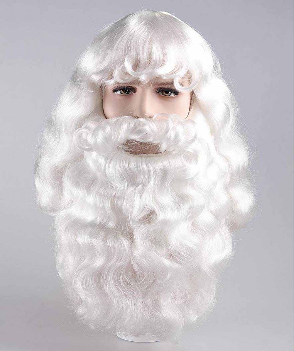 Father Christmas Santa Claus Nicholas Wig and Beard Adult Fancy Dress Costume 