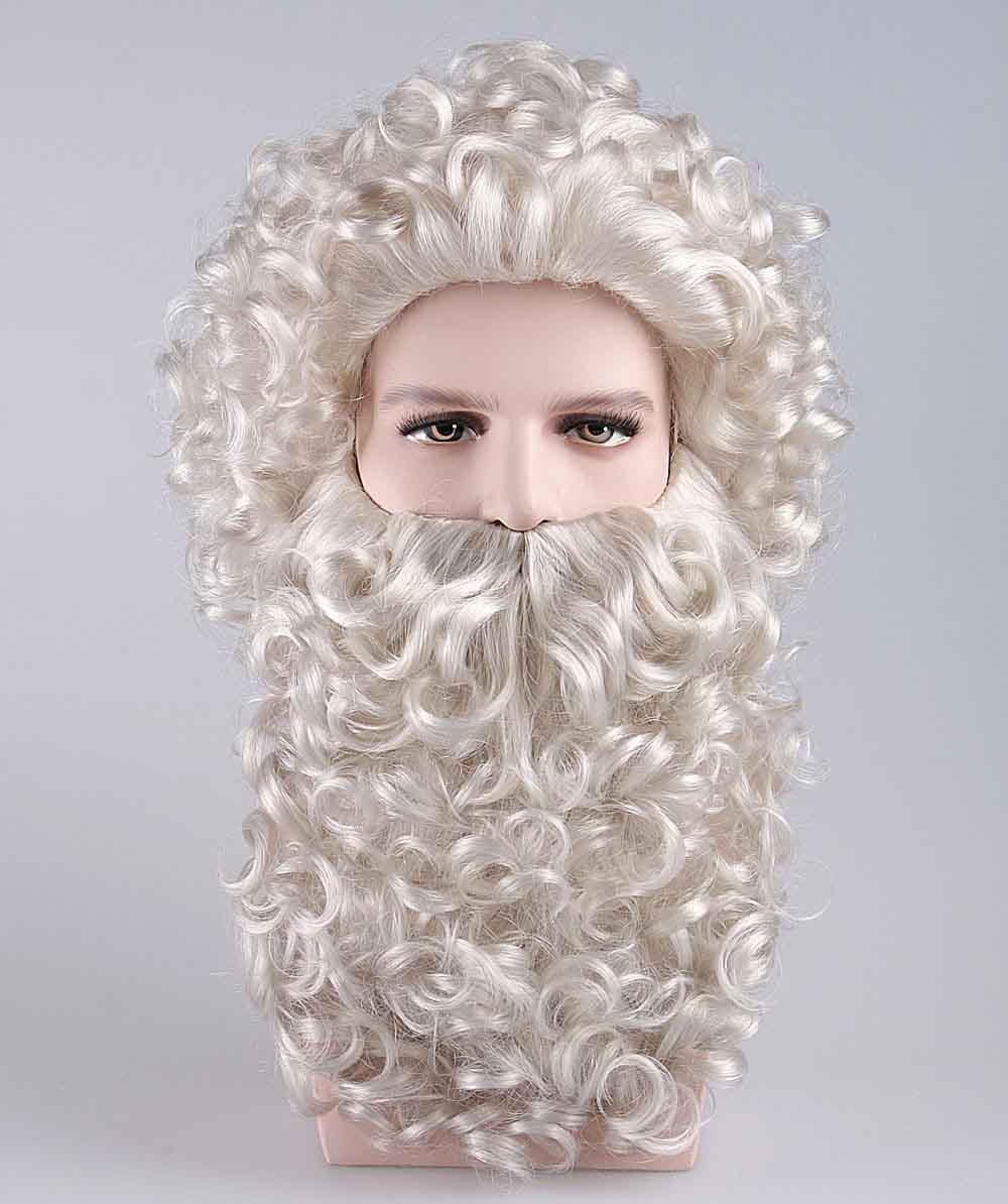 Mens Curly Santa Claus Wig and Beard Set HX-010